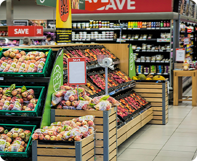 supermarket with purecold commercial refrigeration